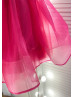 Fuchsia Organza V Back Flower Girl Dress